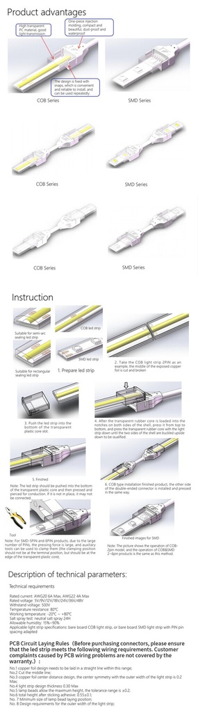 Strip to strip bridge 8mm COB SMD, IP65/IP67 (copy) - Image 8