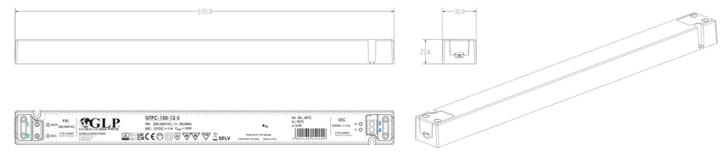 Transformer 12V constant voltage Slim 132W - Image 2