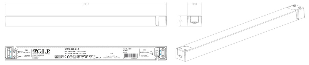 Transformer 24V constant voltage Slim 200W - Image 2