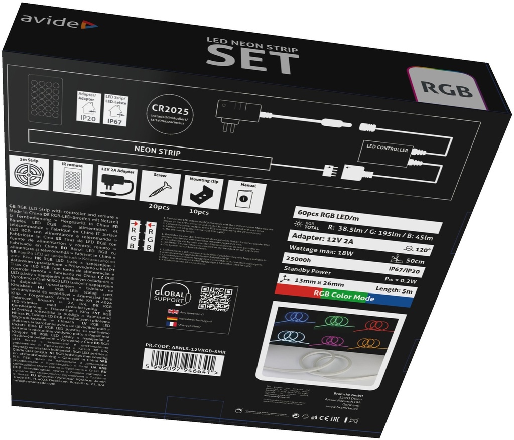 Avide LED Neon Strip RGB 12V with Remote 5m - Image 3