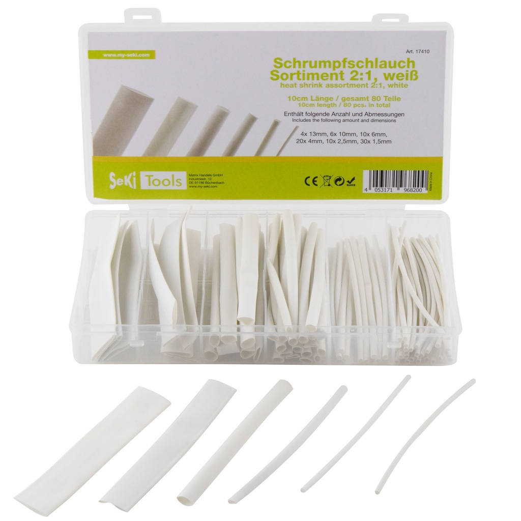 Heat Shrink Tube Assortment 2:1 10cm 80pcs white - Image 2