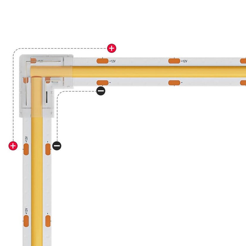 L connector stripe 2 pin SMD, COB 10mm - Image 2