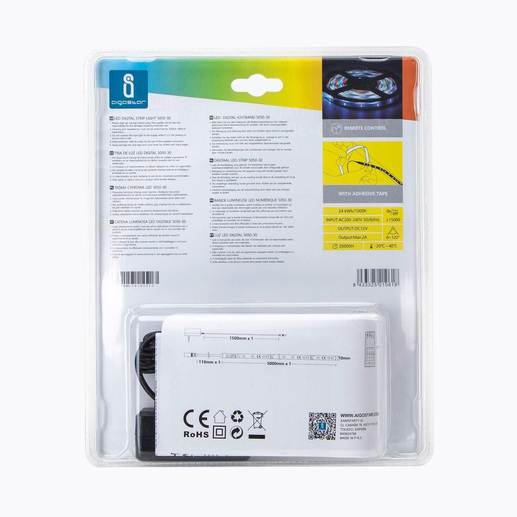 LED DIGITAL RGB STRIP LIGHT 5M WITH CONTROLLER IP65 - Image 9