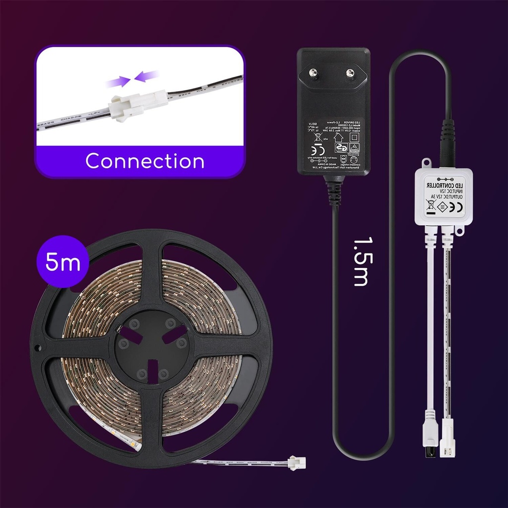 LED Strip light 3000K 5M controller DIM function IP65 - Image 12