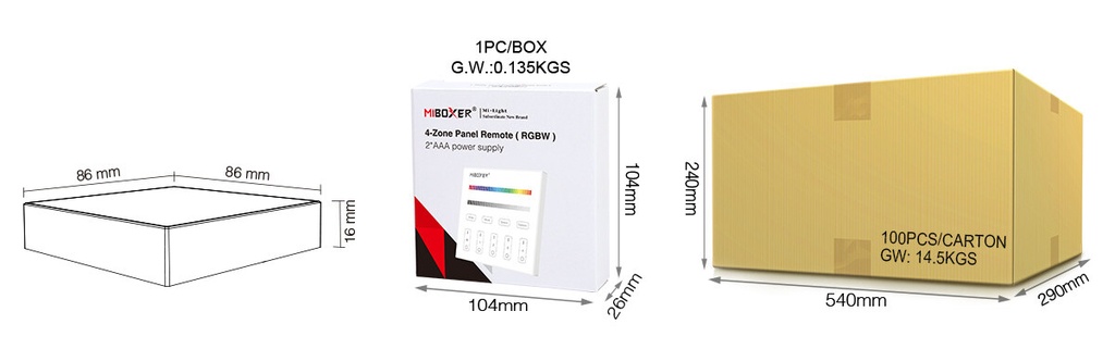 Mi-Light B3 4-Zone Panel Remote RGBW (2.4G) - Image 7