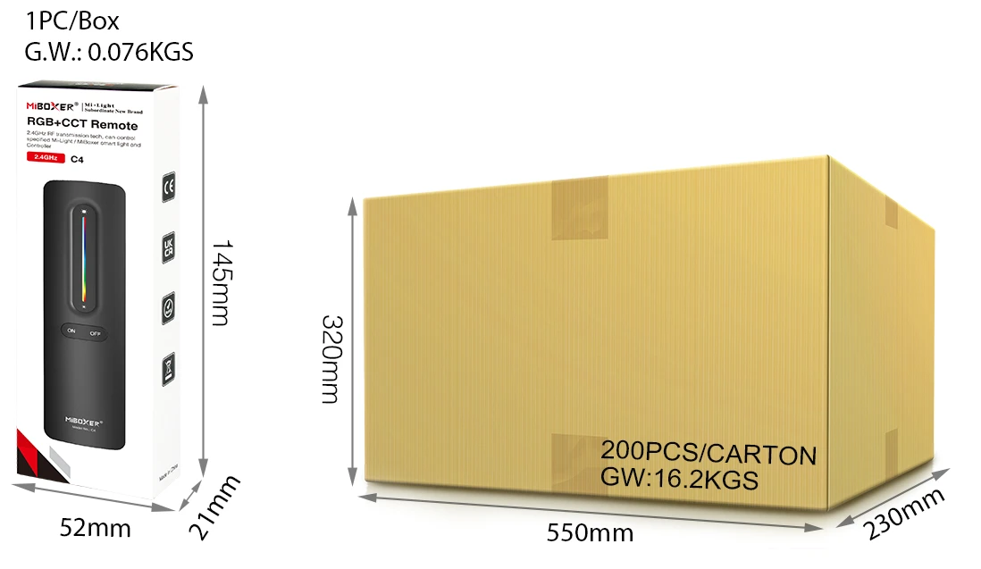 Mi-Light C4 RGB+CCT Remote (2.4GHz) - Image 5