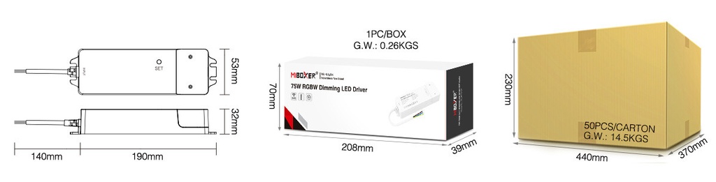 Mi-light CL4-P75V24 75W RGBW Dimming LED Driver + PUSH (2.4G) - Image 4