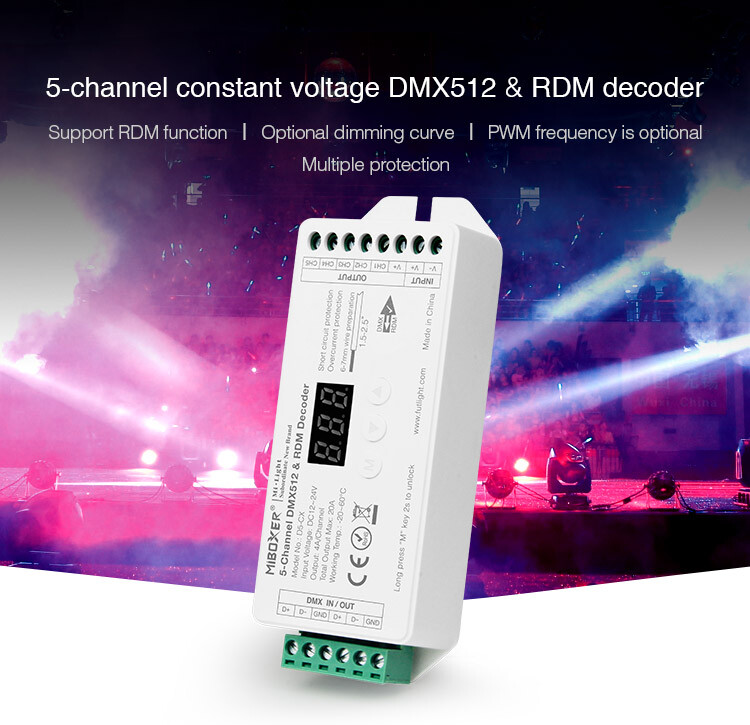 Mi-Light D5-CX 5-Channel Constant Voltage DMX512 & RDM Decoder - Image 3
