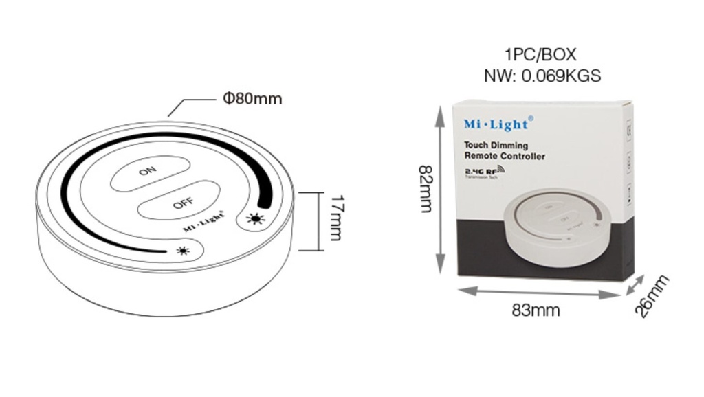 Mi-light FUT087 Touch Dimming Remote black - Image 3