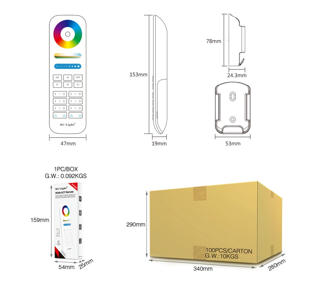 Mi-Light FUT089 RGB+CCT Remote 8 Zone (2.4G) - Image 8