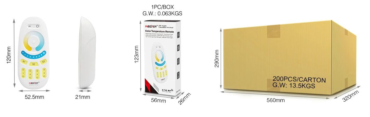 Mi-Light FUT094 4-Zone Color Temperature Remote (2.4G RF) - Image 3