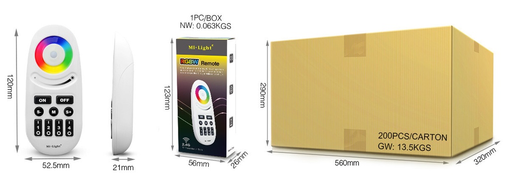Mi-light FUT095 4-Zone RGBW Remote Control With Buttons (2.4G) - Image 7