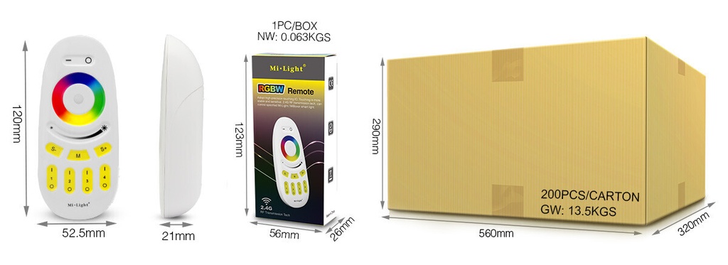 Mi-light FUT096-B 4-Zone Touch RF RGBW Remote (2.4G) - Image 10