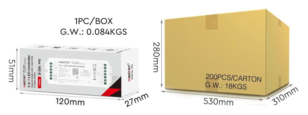 Mi-Light PR2 2 in 1 LED Controller Max 20A (2.4GHz + PUSH) - Image 5