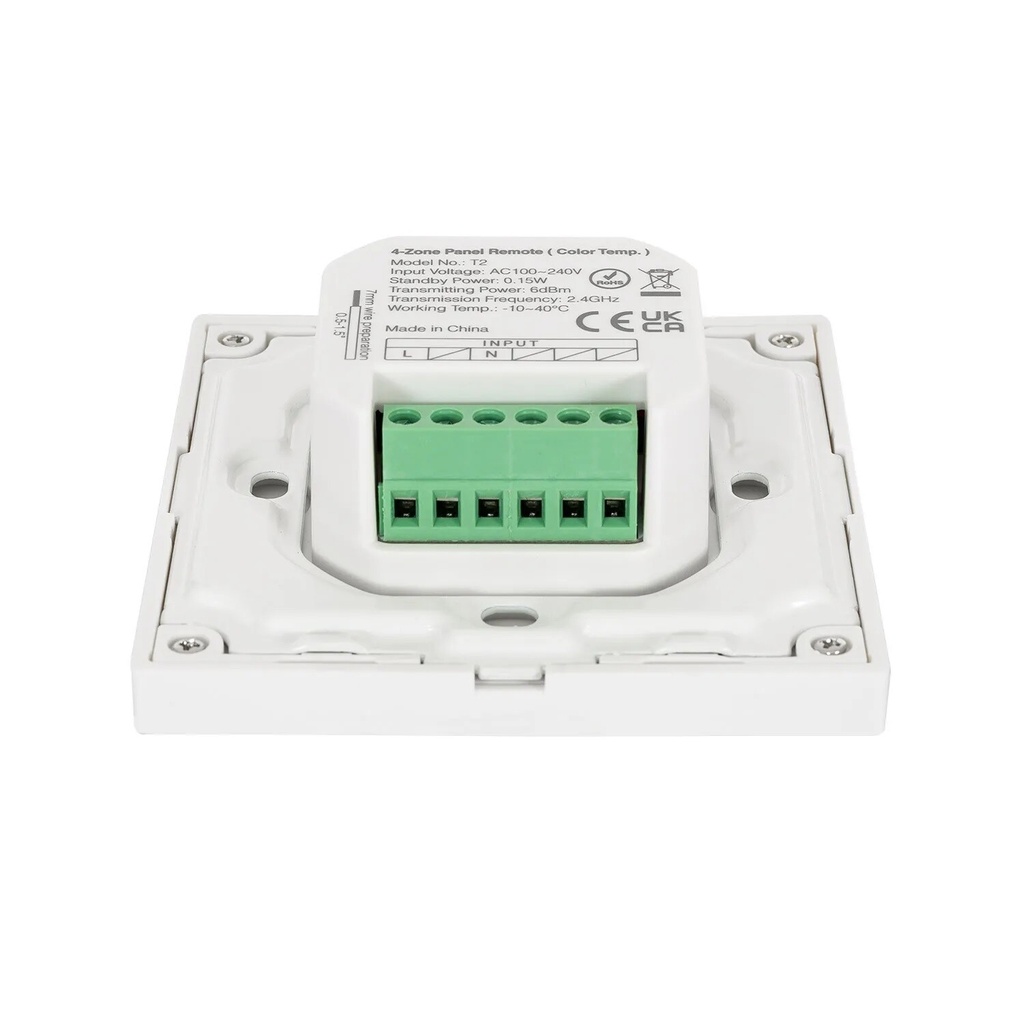 Mi-light T2 CCT wall controller touchpanel 4 zones 2.4Ghz 230V - Image 5