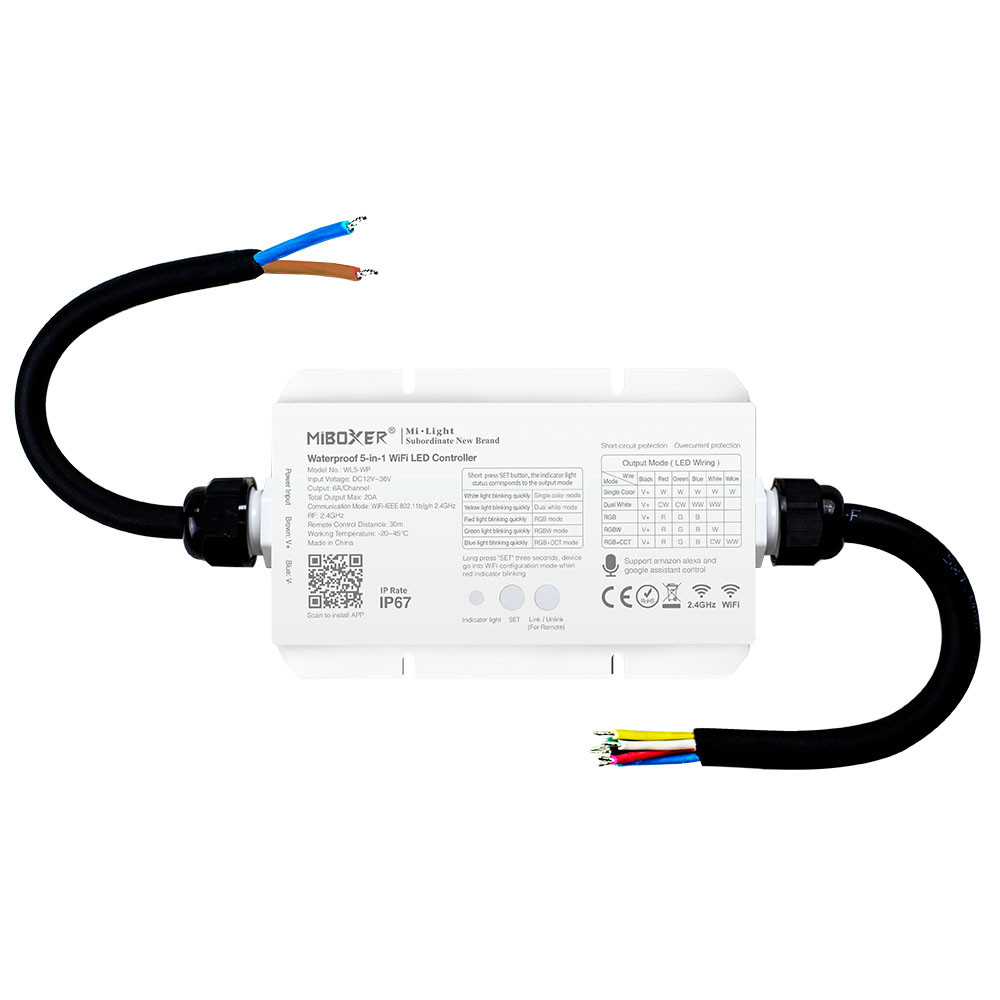 Mi-Light WL5-WP Waterproof 5 in 1 LED Strip Controller (WiFi+2.4GHz) - Image 2