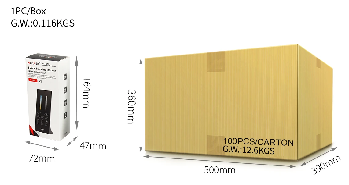 Mi-Light Y2-B CCT Vertical Remote (2.4GHz) - Image 5