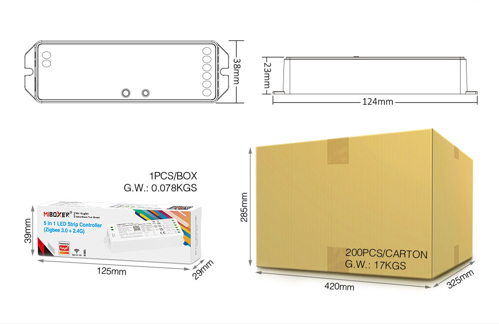 Mi-Light ZL5 5 in 1 LED Strip Controller (Zigbee 3.0 + 2.4G + DMX512) - Image 6