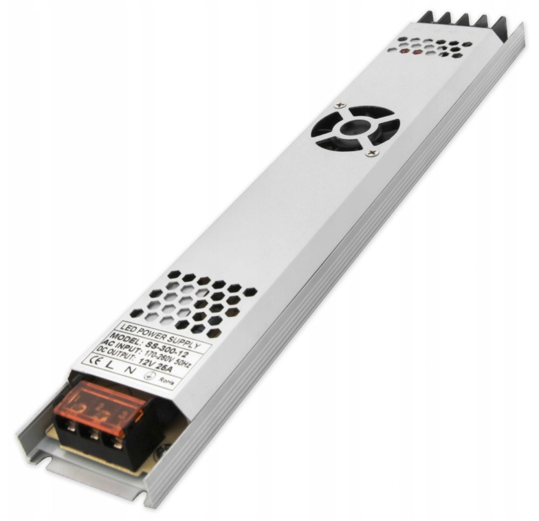 Virtalähde 12V, 300W, Slim