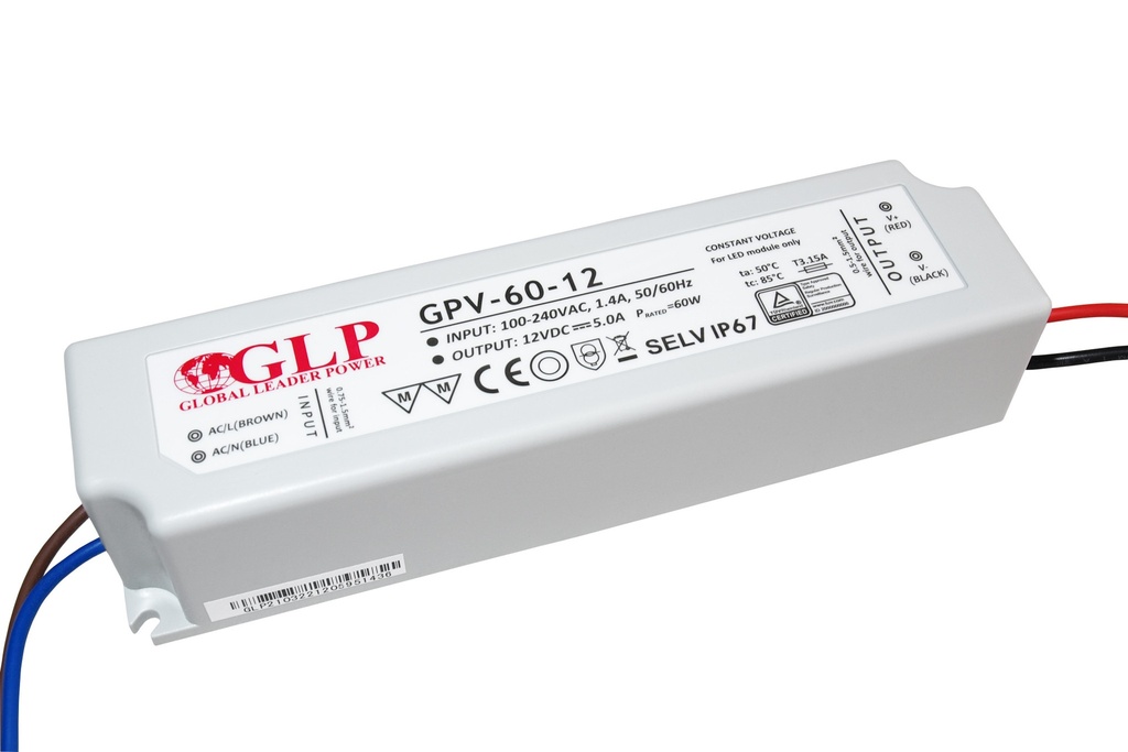 Transformator 60W 12V IP67
