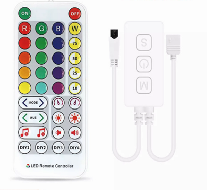 RGB LED kontroller med Bluetooth, musik styrning och 36 knappars fjärr