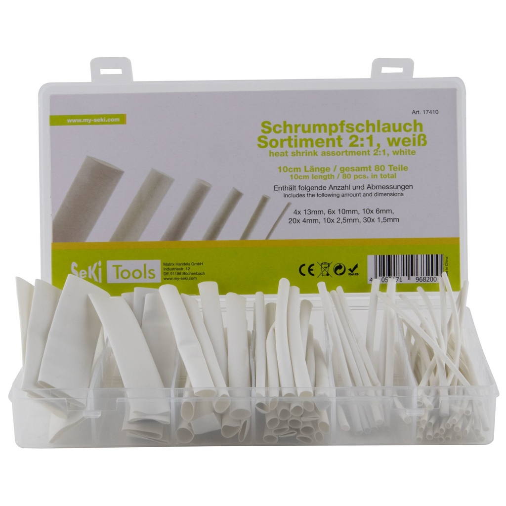 Heat Shrink Tube Assortment 2:1 10cm 80pcs white