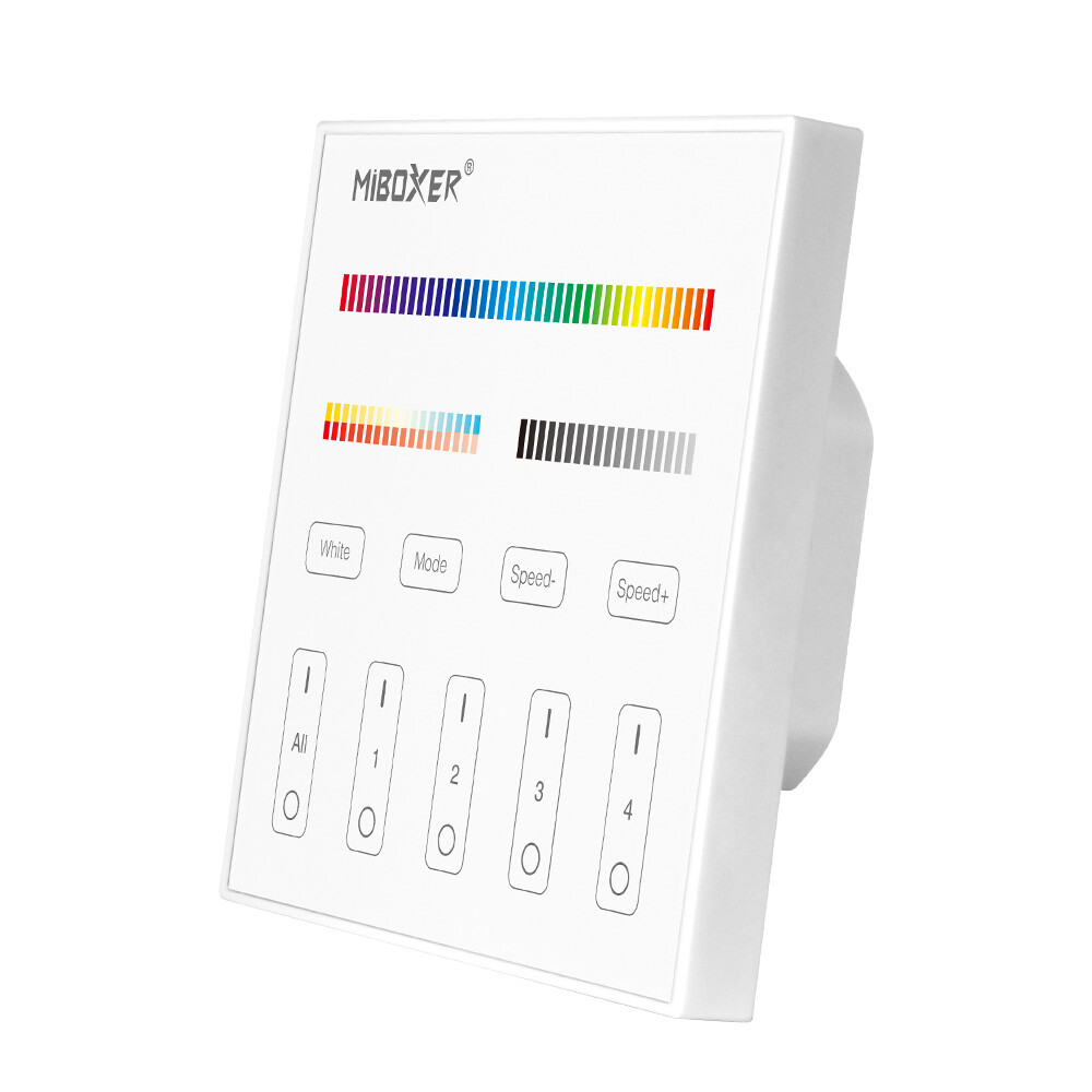 Mi-light T4 RGB+CCT seinäohjain kosketuspaneeli 4 vyöhykettä 2.4Ghz 230V