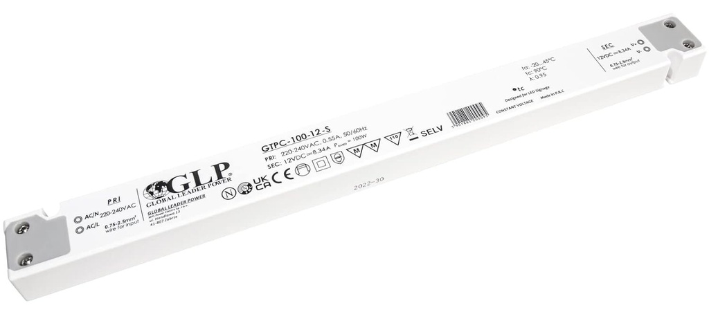 Muuntaja 12V vakiojännite Slim 100W