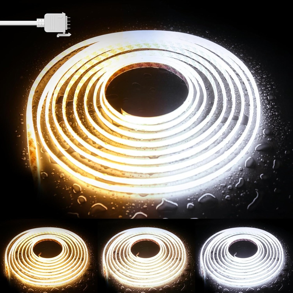 COB LED nauha CCT, 15W/m 24V IP65