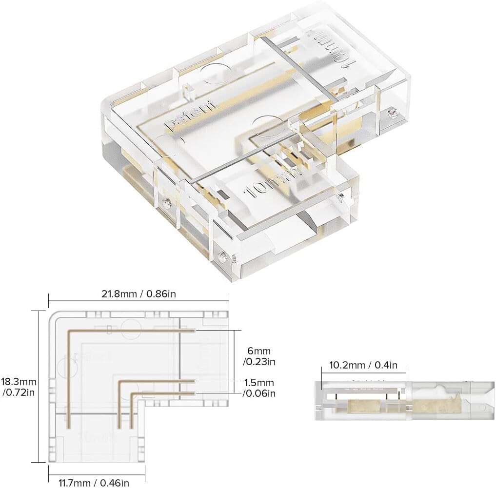 90° kulma CCT COB 3pin 10mm