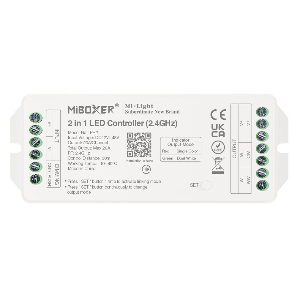 Mi-Light PR2 2 in 1 LED ohjain Max 20A (2.4GHz + PUSH)