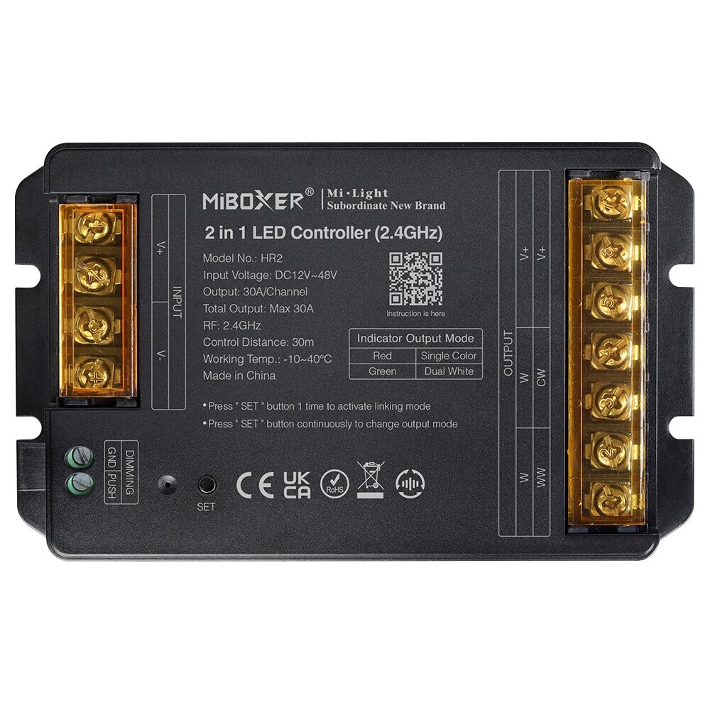 Mi-Light HR2 2 in 1 LED Controller Max 30A (2.4GHz + Push)