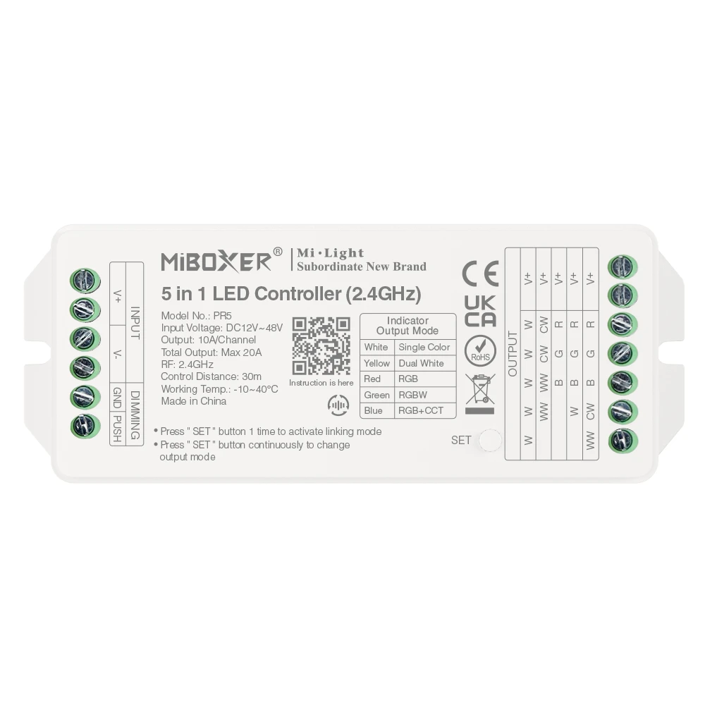 Mi-Light PR5 5 in 1 LED-ohjain max 20A (2,4 GHz, DMX512)
