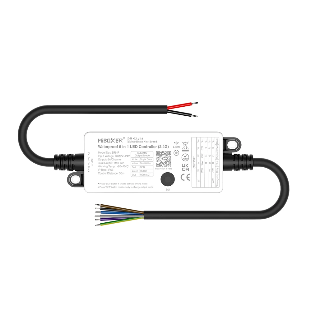 Mi-Light SR5-P Vattentät 5-i-1 LED-kontroller (2.4GHz DMX512)