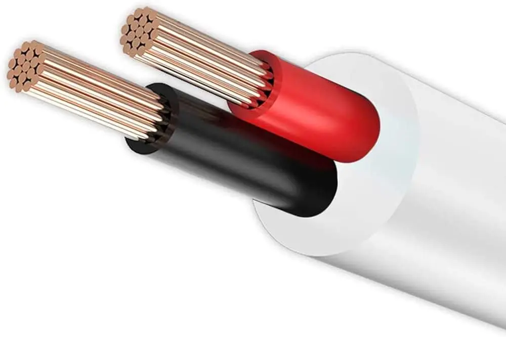 Red/Black LED Cable, Sheathed white Round