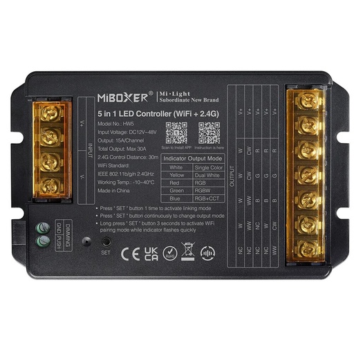 [185327] Mi-Light HW5 5 in 1 LED ohjain Max 30A (WiFi + 2.4G + Push + DMX512)