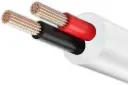 Röd/svart LED-kabel, mantlad vit rund 